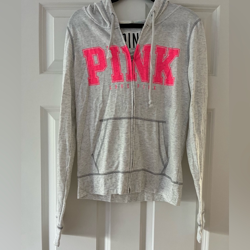 Pink and Gray Victoria’s Secret PINK Zip-up Hoodie